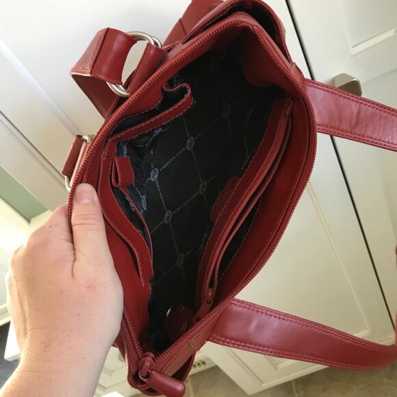 Derek Alexander Red Leather Purse Shoulder Hand Bag - Picture 7 of 8